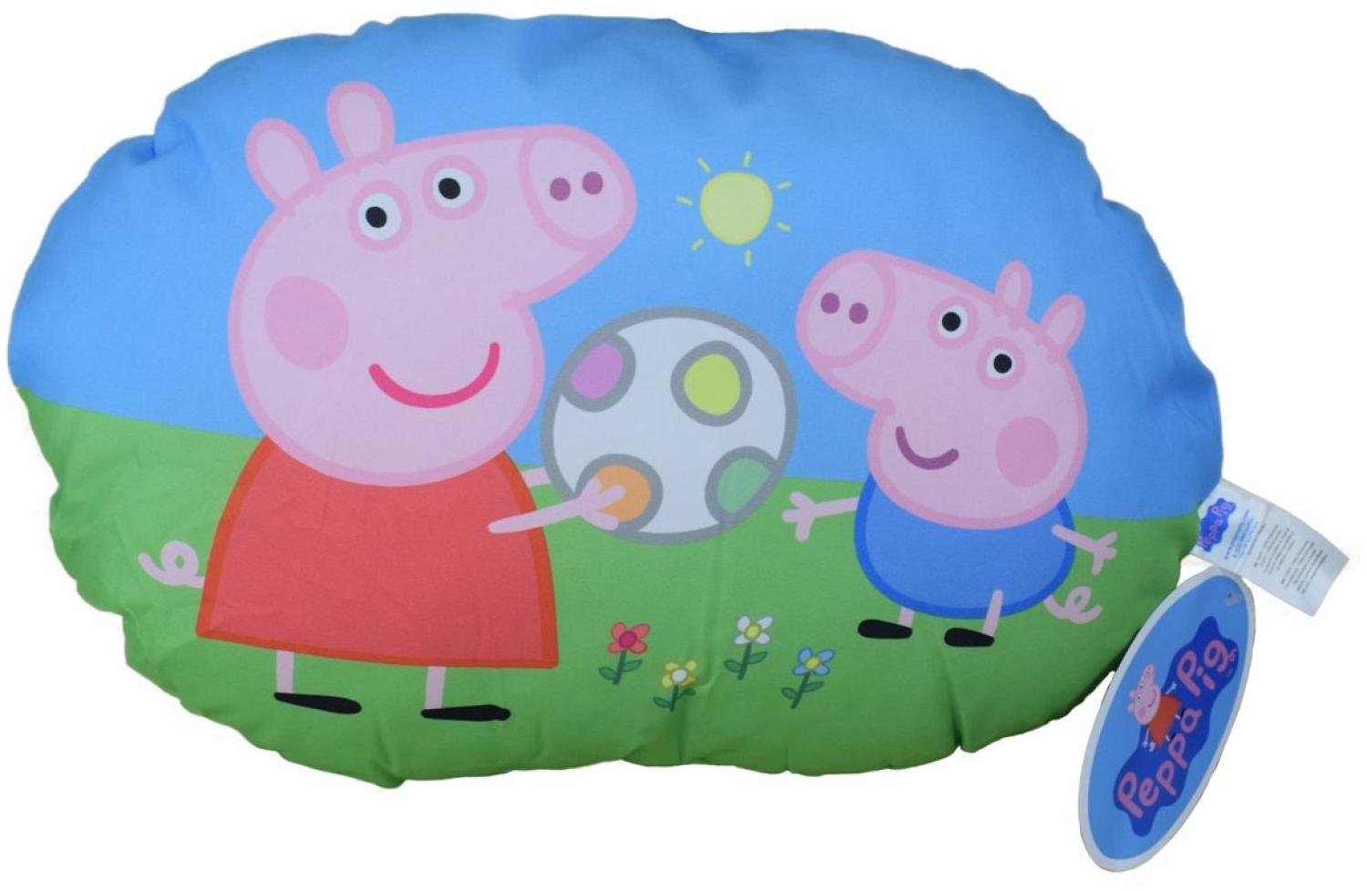 Peppa Pig Geschwister Ballspiel Kissen 37x34cm Kuschelkissen Peppa George Wutz Bild 1