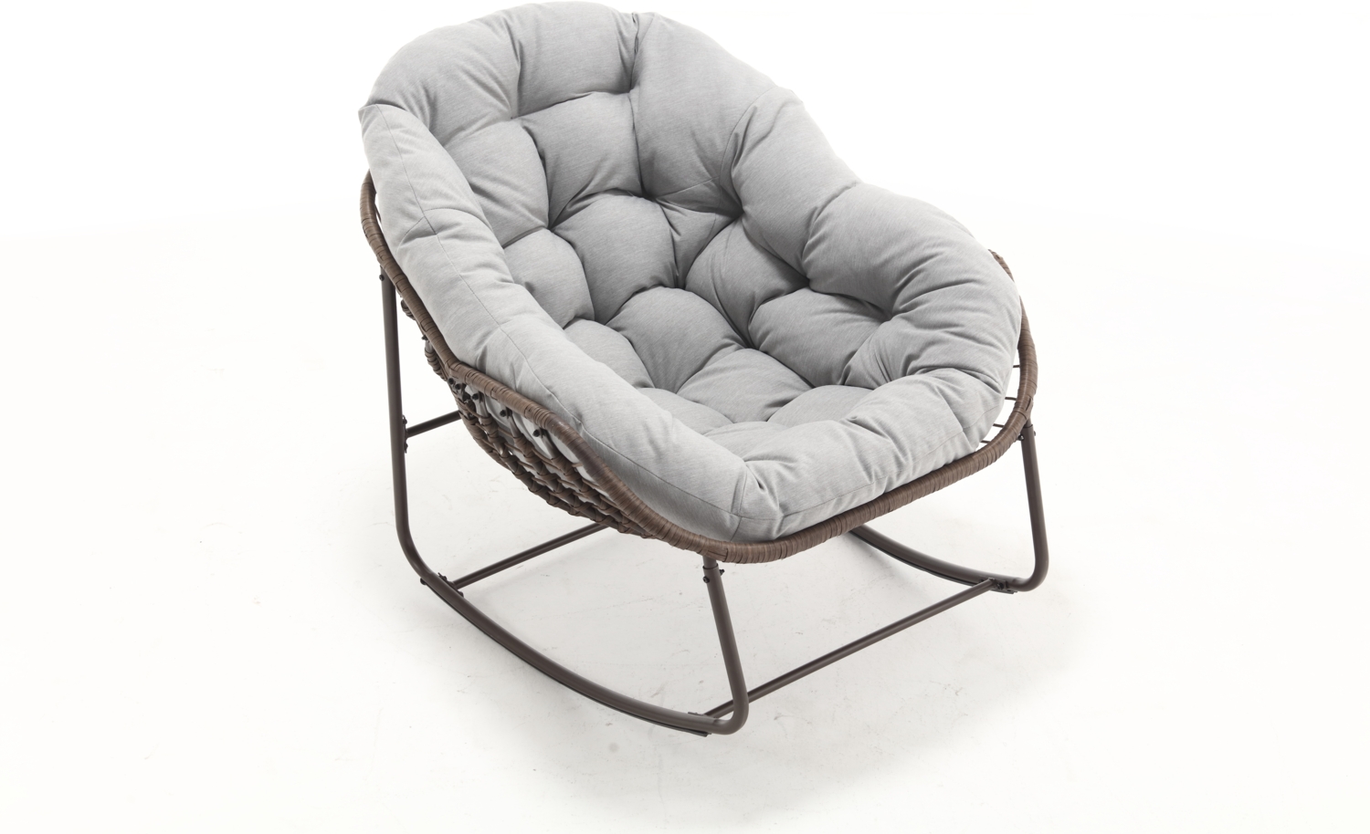 LVHOM Schaukelstuhl mit gepolstertem Kissen, Rattanstuhl mit Stahlrahmen, Lounge Sessel, Schaukelsessel, 1 St, für Balkon/Garten/Wohnzimmer/Schlafzimmer Bild 1