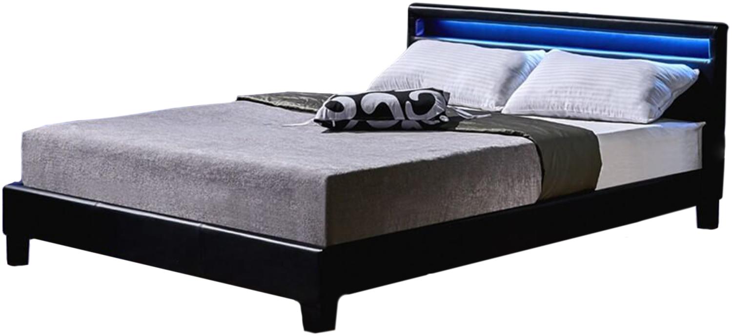 Home Deluxe Polsterbett mit LED-Beleuchtung 'ASTRO' 2x Lattenrost Schwarz 140 x 200 cm Bild 1