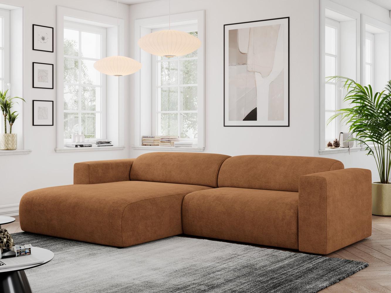 Ecksofa PASADENA, freistehendes Ecksofa, breite Armlehnen, Federsitz - links - Orange Stoff Bild 1