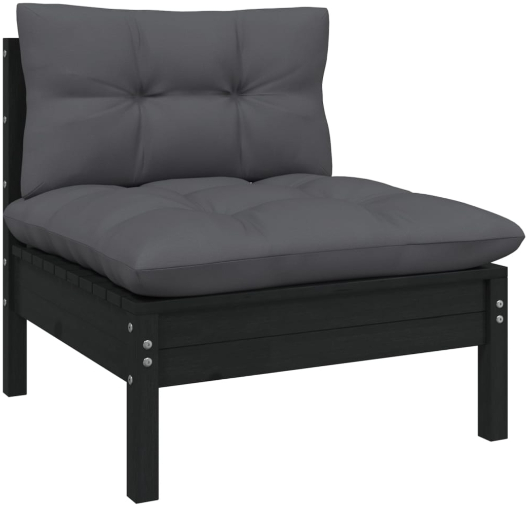 vidaXL Garten-Mittelsofa mit Kissen Schwarz Massivholz Kiefer 806638 Bild 1