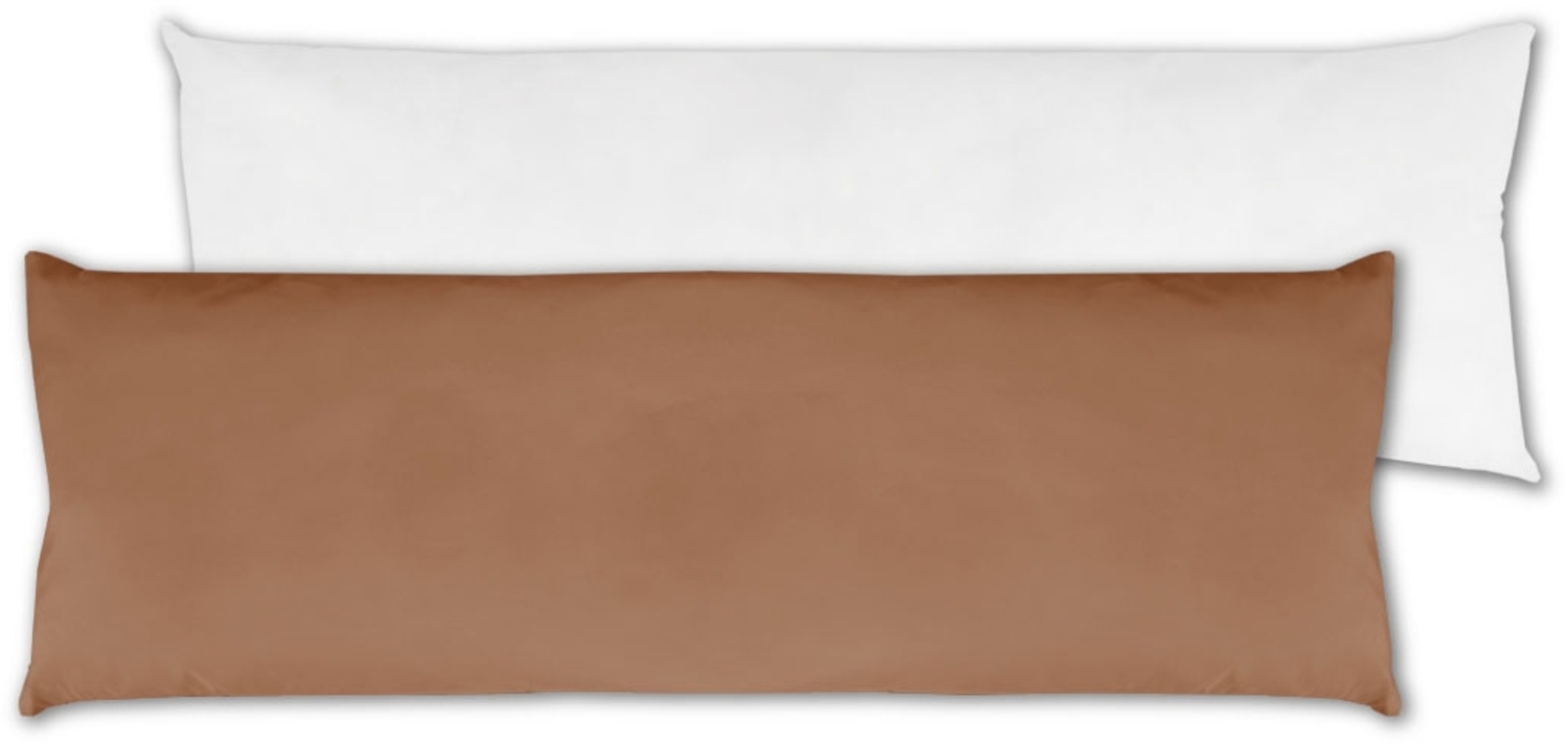 Seitenschläfer Kissenhülle Kissenfüllung Körperkissen, bequem und anschmiegsam in vielen verschiedenen Farben erhältlich (ca. 40x120cm + Kissenfüllung / braun - hellbraun) Bild 1