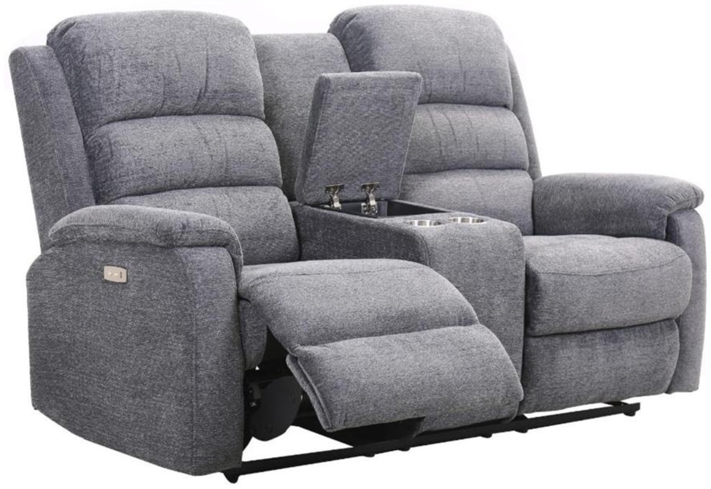 Vente-unique - Relaxsofa elektrisch 2-Sitzer - Stoff - Grau - NEVERS Bild 1