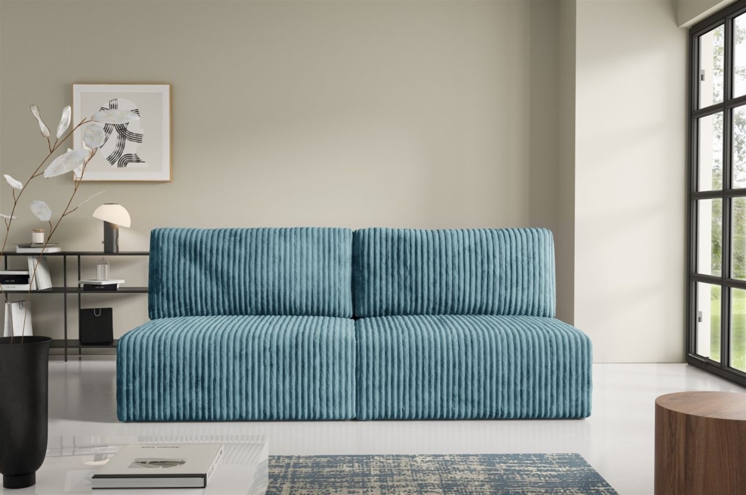 Sofa 3-Sitzer mit Schlaffunktion NATALIA XS in Stoff Tilia Blau Bild 1