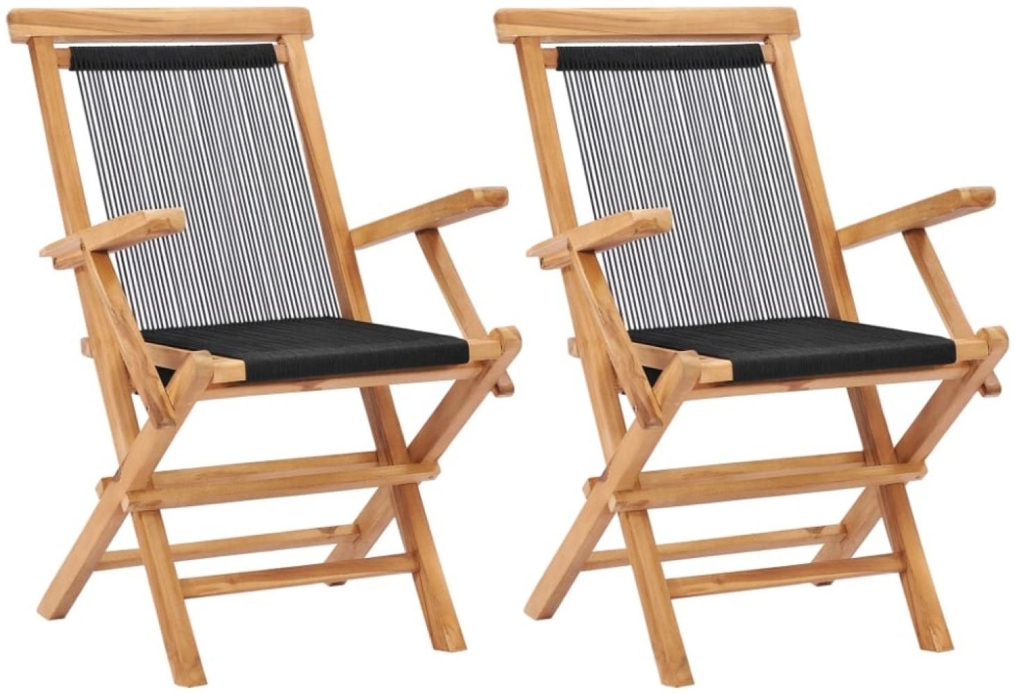 vidaXL Klappbare Gartenstühle 2 Stk. Massivholz Teak und Seil 49362 Bild 1