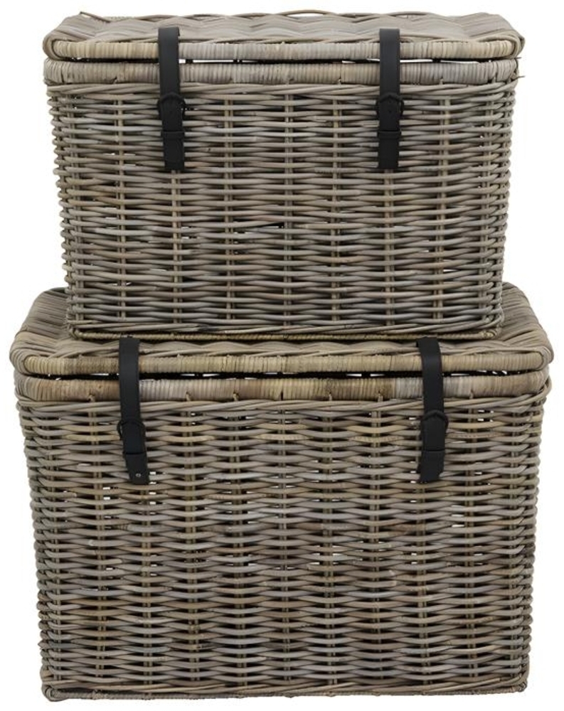 Vente-unique - Koffer zur Aufbewahrung 2er-Set - Kubu - 80 x 45 x 55 cm & 70 x 35 x 45 cm - Grau - NEFTA Bild 1