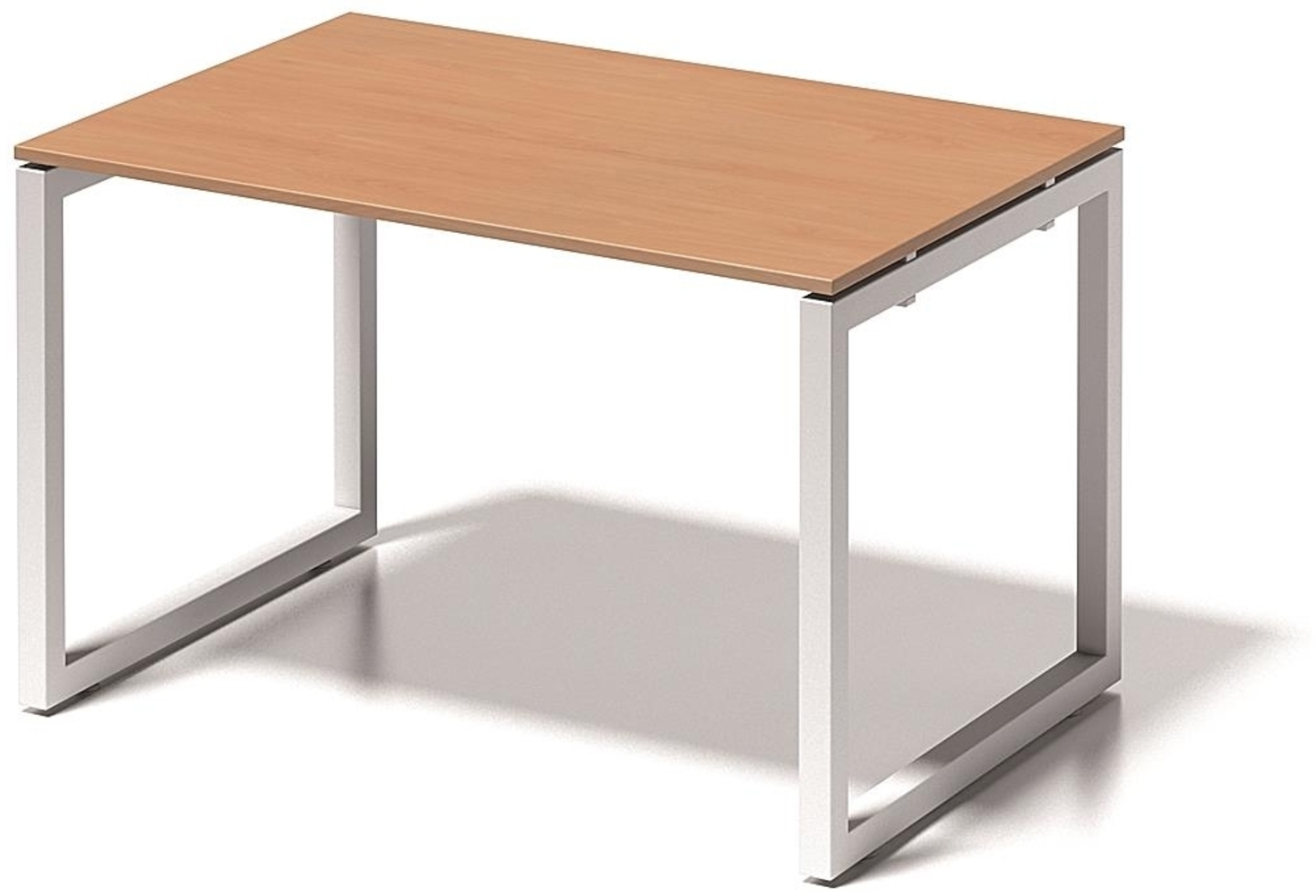 Cito Schreibtisch, 740 mm höhenfixes O-Gestell, H 19 x B 1200 x T 800 mm, Dekor buche, Gestell verkehrsweiß Bild 1