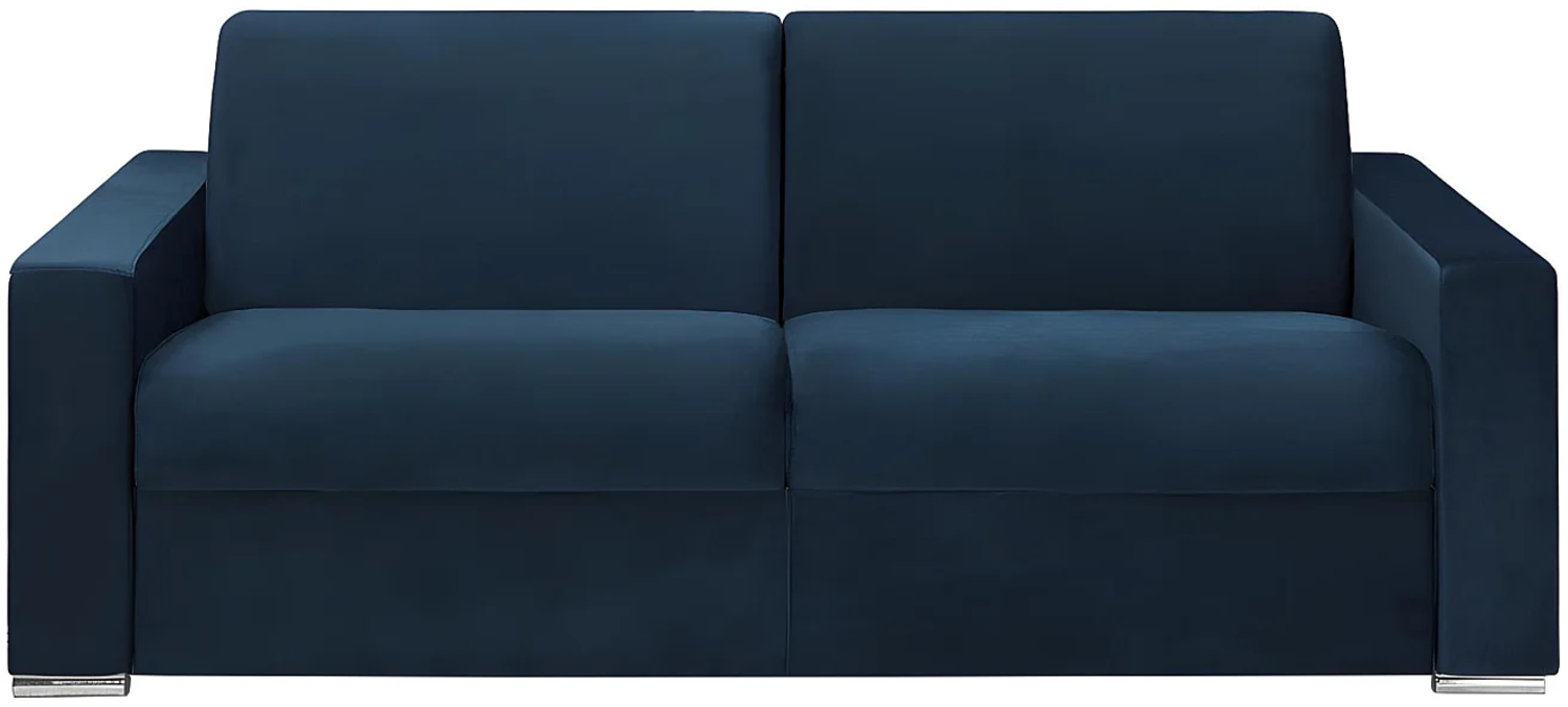 Vente-unique - Schlafsofa mit Matratze 4-Sitzer - Liegefläche: 160 cm - Matratzenhöhe: 14 cm - Samt - Dunkelblau - CALITO Bild 1