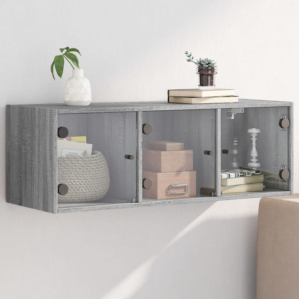 vidaXL Wandschrank mit Glastüren Grau Sonoma 102x37x35 cm 836516 Bild 1