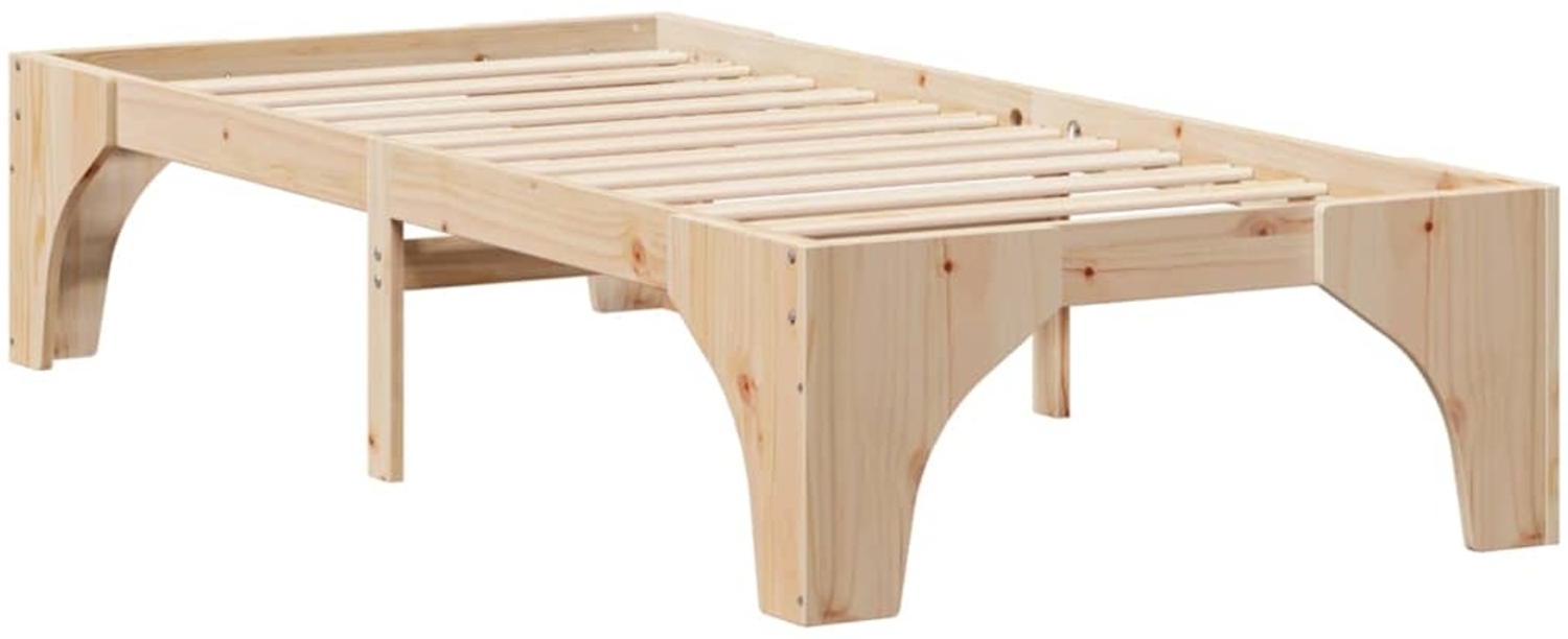 vidaXL Bettrahmen Braun 90 x 200 cm Massives Kiefernholz 873004 Bild 1