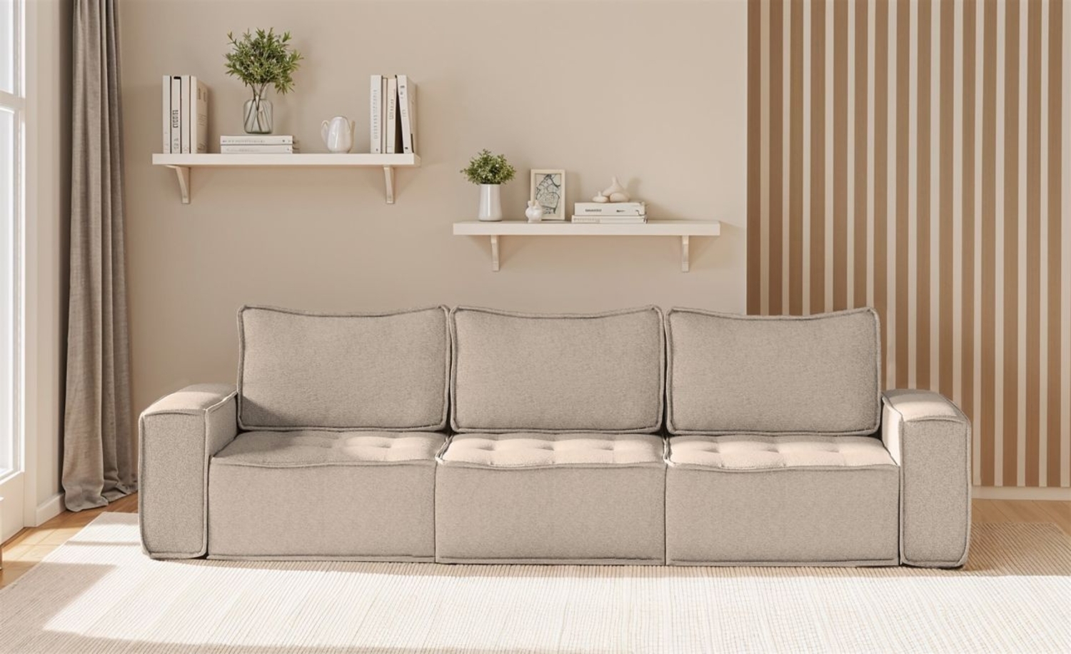 Sofa Modulsofa 3-teilig SANDE 3-Sitzer Stoff Alpine Toffee Bild 1
