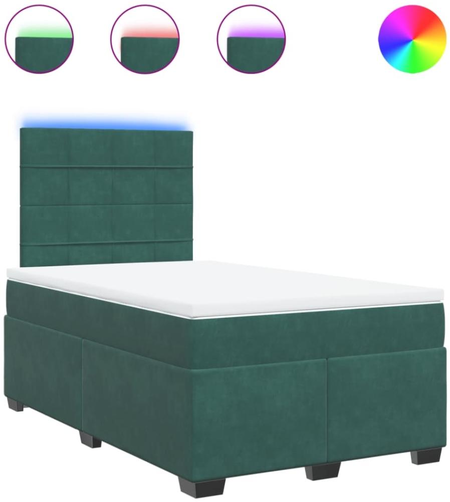 vidaXL Boxspringbett mit Matratze Dunkelgrün 120x200 cm Samt 3293185 Bild 1