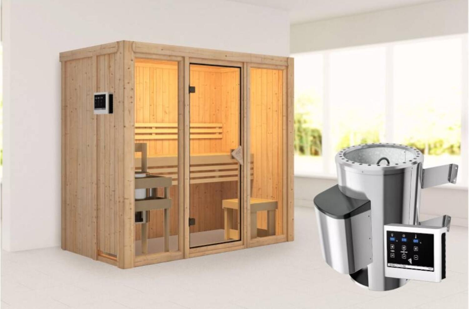 Karibu Sauna Avari 2 mit 3,6kW Plug&Play Ofen externe Steuerung Bild 1