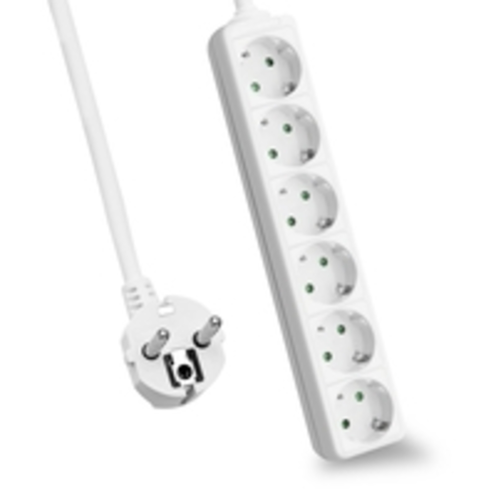 helos Steckdosenleiste CLASSIC, 6-fach, weiß, 1,5m, ohne Schalter robustes klas Bild 1