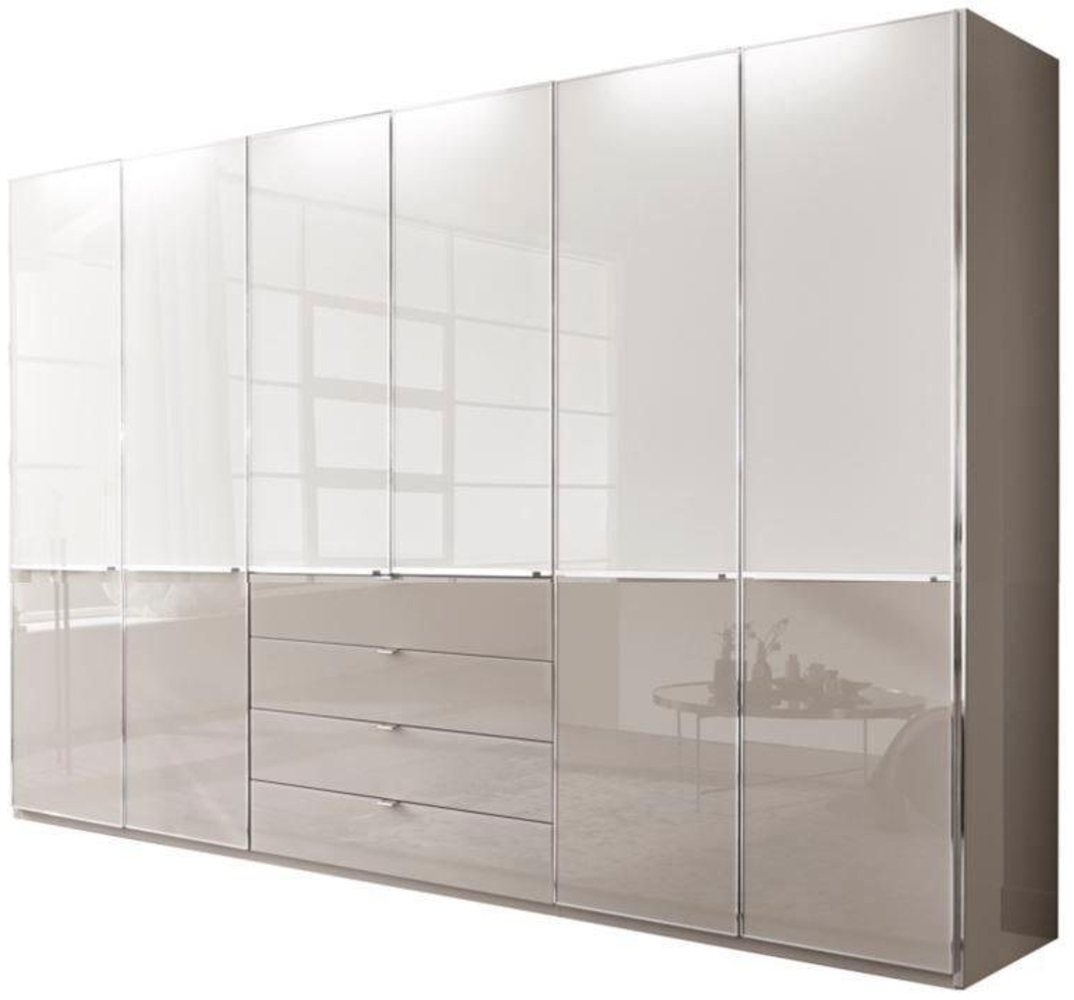 WIEMANN Kleiderschrank Shanghai, luxuriöser Drehtürenschrank, Made in Germany, 2-farbig mit Glasfront, mehrere Breiten, Schubladen Bild 1