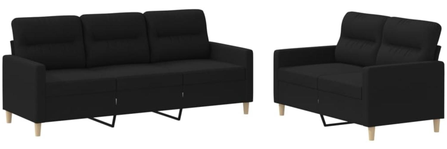 vidaXL 2-tlg. Sofagarnitur mit Kissen Schwarz Stoff 3201604 Bild 1