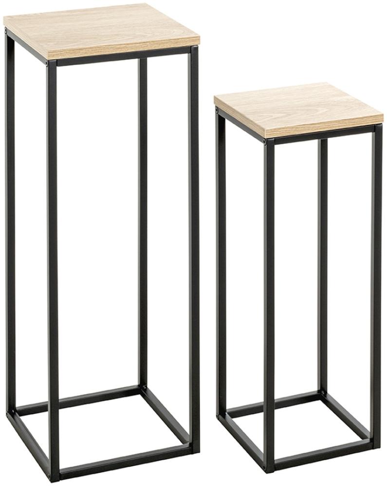 Blumentisch >52592< (2er Set) in eiche, schwarz, MDF, Metall - 19x54x19 (BxHxT) Bild 1