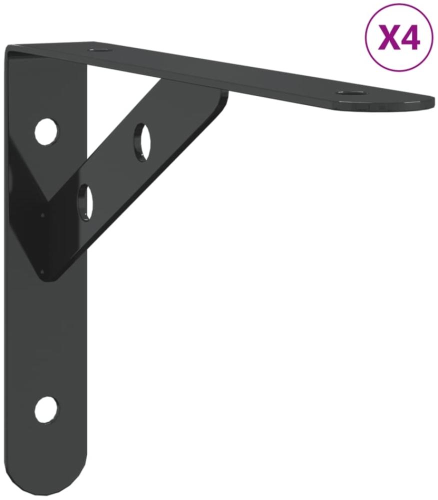 vidaXL Regalträger 4 Stk. 20x2,5x14 cm Schwarz Edelstahl 30302 Bild 1