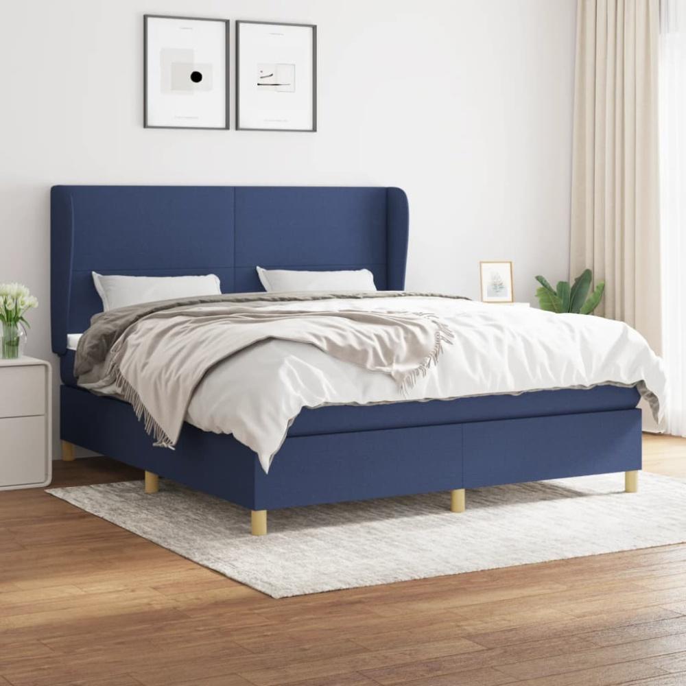 Boxspringbett mit Matratze Stoff Blau 180 x 200 cm, Härtegrad: H2 [3128387] Bild 1