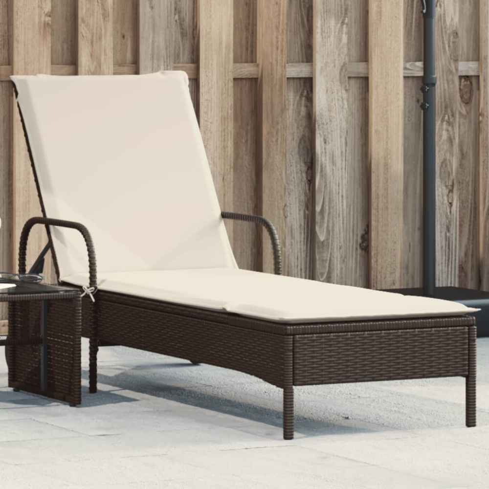 vidaXL Sonnenliege mit Rollen und Auflage Braun Poly Rattan 368309 Bild 1