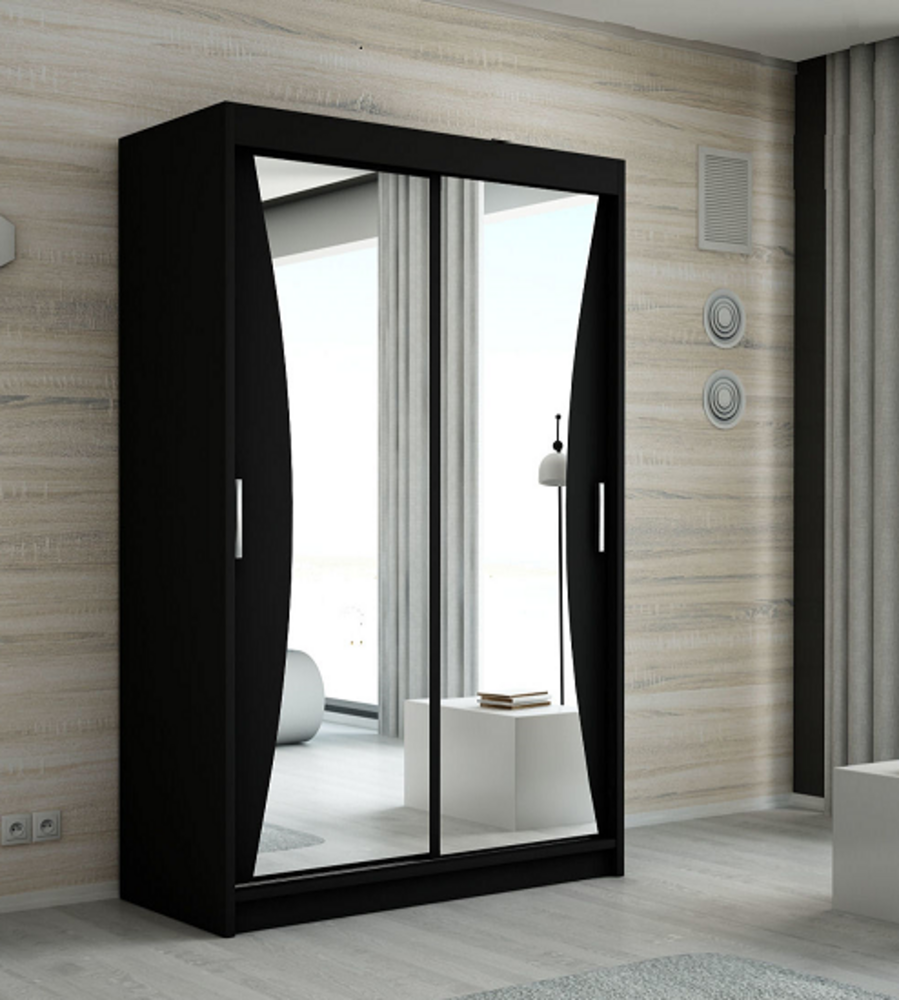 Schwebetrenschrank NIKO 2-trig Schrank 180 cm (mit Spiegel) Farbe: Schwarz Bild 1