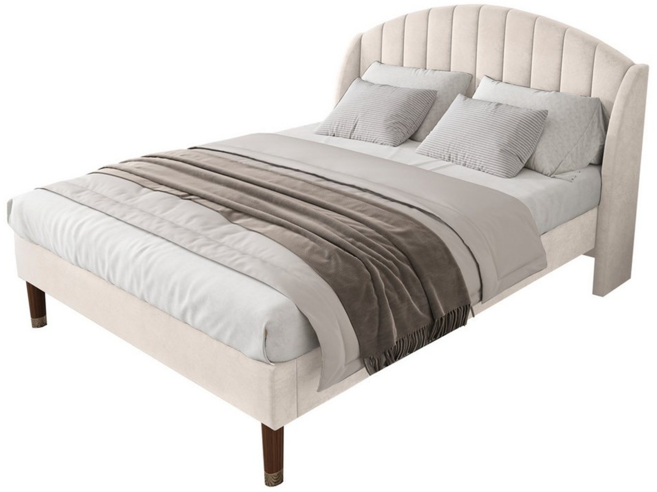 PHOEBE CAT Polsterbett (Massivholzbett mit Lattenrost und Kopfteil), Doppelbett 140x200cm, Holzlattenunterstützung, Samt Bild 1