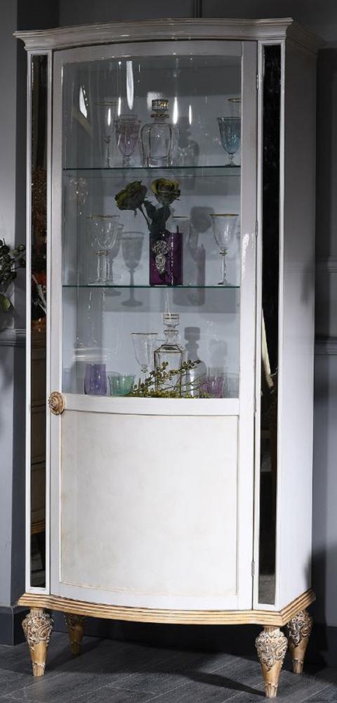 Casa Padrino Luxus Barock Vitrine Weiß / Gold 80 x 42 x H. 196 cm - Barock Vitrinenschrank Bild 1