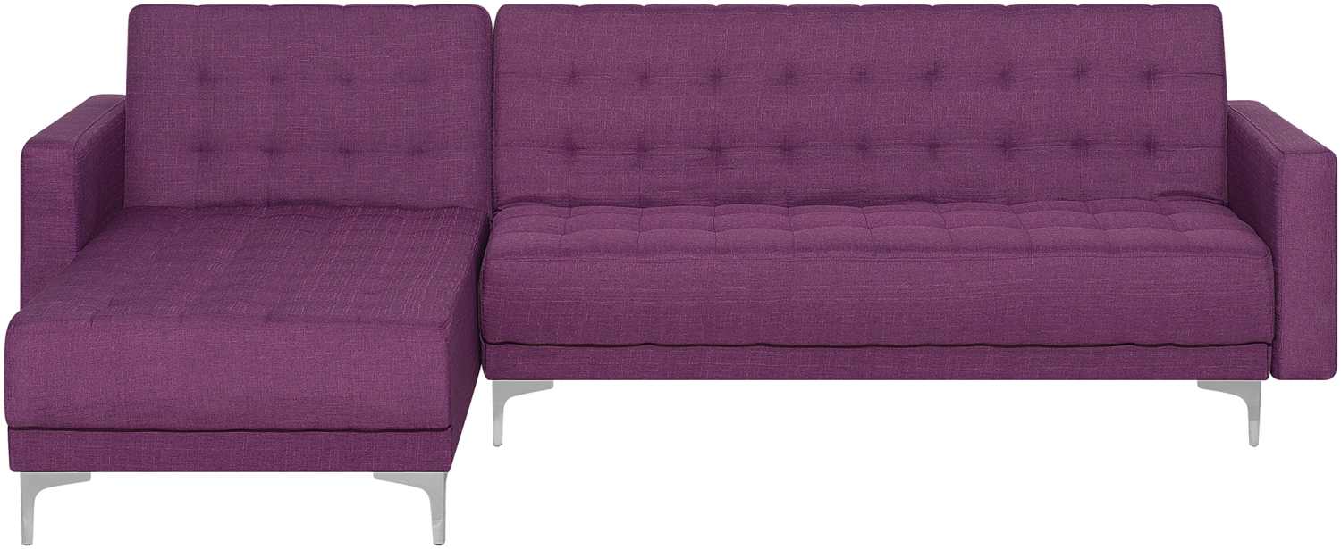 Ecksofa rechtsseitig Polsterbezug violett Schlaffunktion ABERDEEN Bild 1