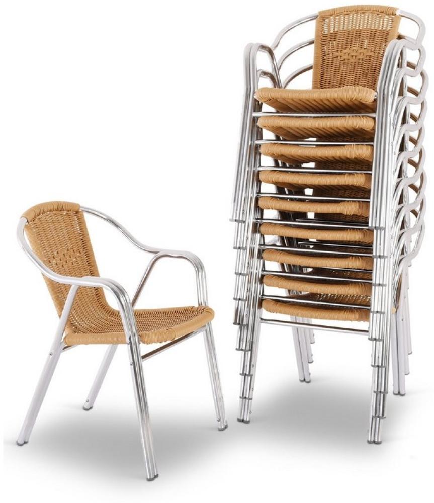 Raburg Bistrostuhl Outdoor-Stapelstuhl mit Armlehnen, Polyrattan, Alugestell, Vita (Set, 10 St), hochwertiges Doppelrohr-Aluminium-Gestell, bis 150 kg Bild 1