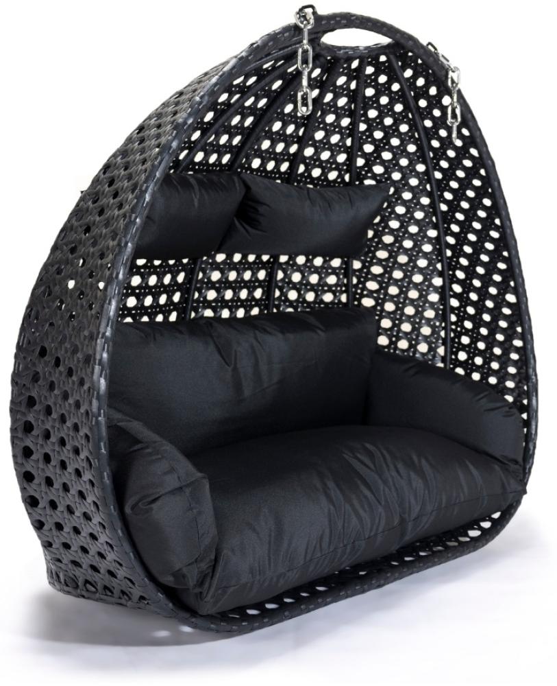 HOME DELUXE Polyrattan Hängesessel nur Korb und Kissen TWIN - Schwarz Bild 1