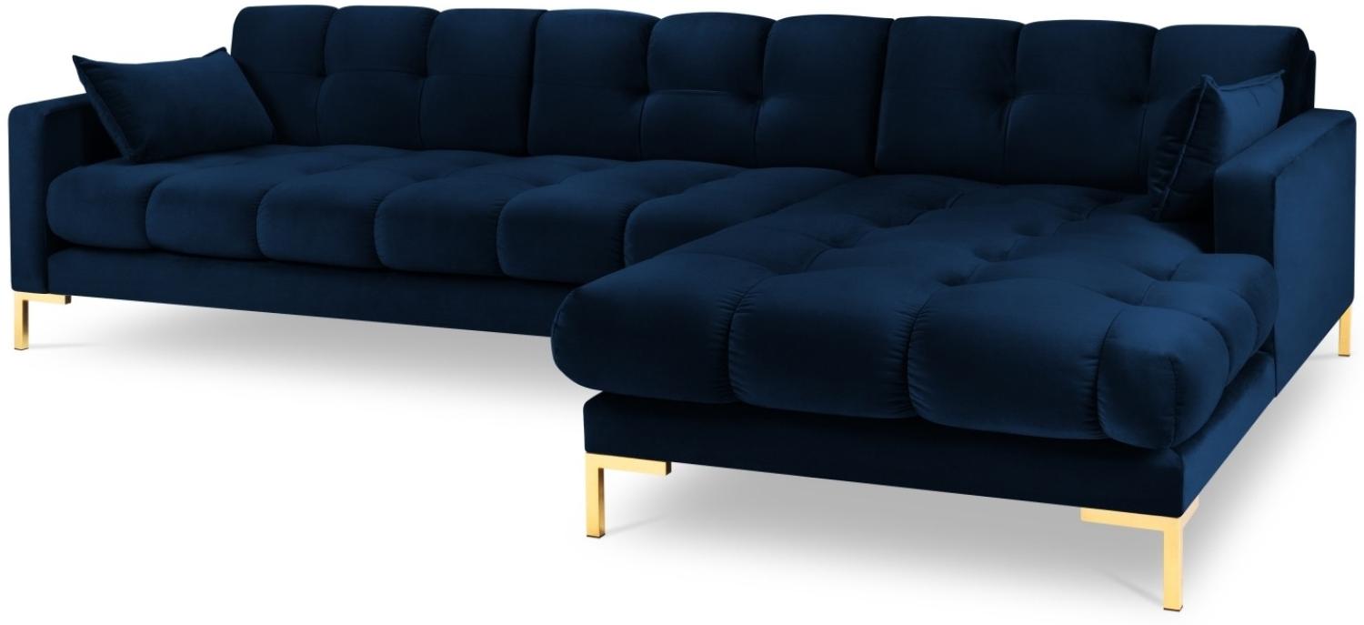 Micadoni 5-Sitzer Samtstoff Ecke rechts Sofa Mamaia | Bezug Royal Blue | Beinfarbe Gold Metal Bild 1