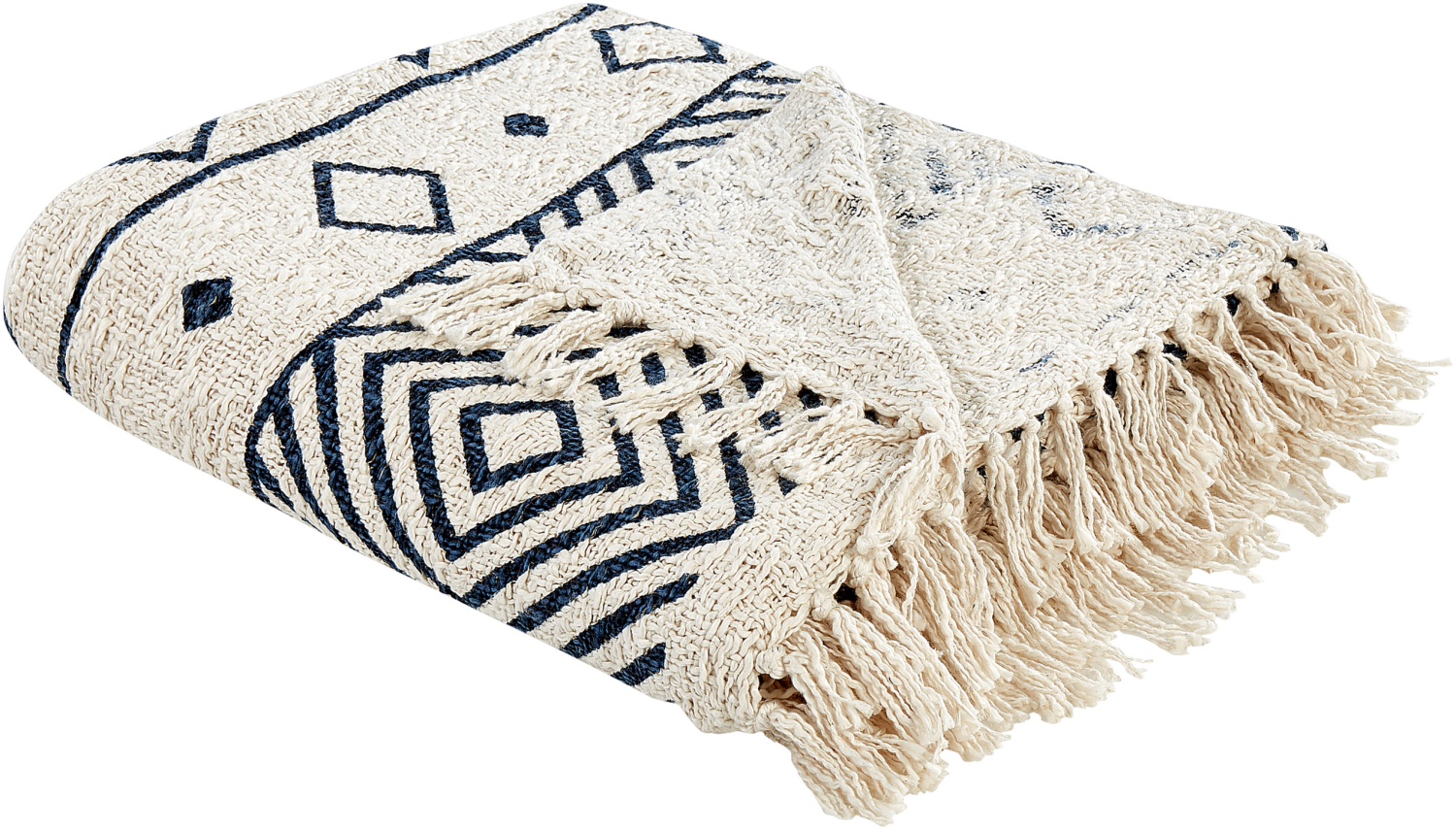 Kuscheldecke NAJUY Baumwolle 150 x 200 cm Beige Geometrisches Muster Bild 1