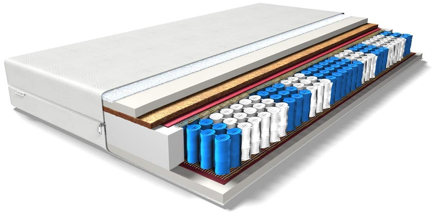 Selsey Poland 9-Zonen Matratze Kokos Stella Taschenfedermateraze, Katlschaum HR, Weiß, 90x200 Bild 1