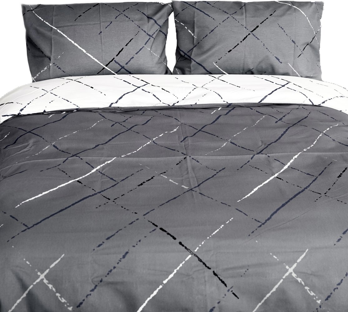 Moderne Bettwäsche mit Reißverschluss in Reflection Design, für Einzel- und Doppelbett 200 x 200 cm + 2x 80 x 80 cm Bild 1