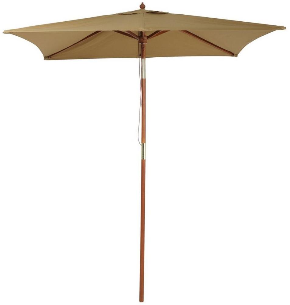 Pure Home & Garden Sonnenschirm Pino taupe 200x150 cm Holz Schirm Balkonschirm rechteckig, LxB: 200,00x150,00 cm, abknickbar / kippbar / wasserabweisend Bild 1