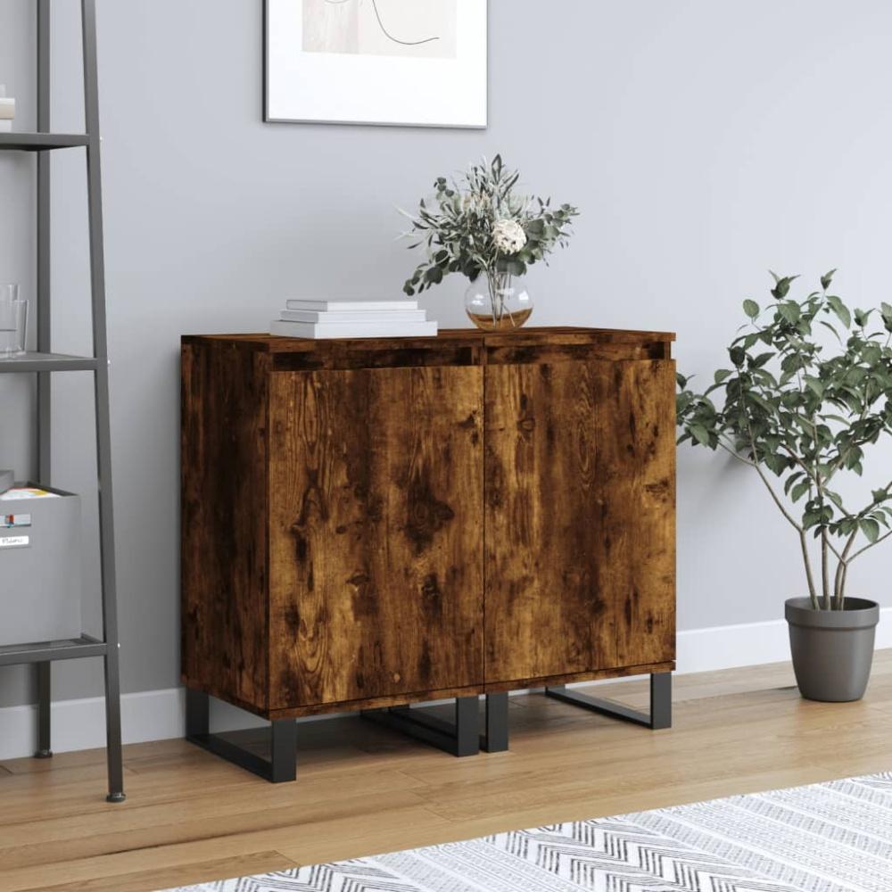 vidaXL Sideboards 2 Stk. Räuchereiche 40x35x70 cm Holzwerkstoff 831079 Bild 1