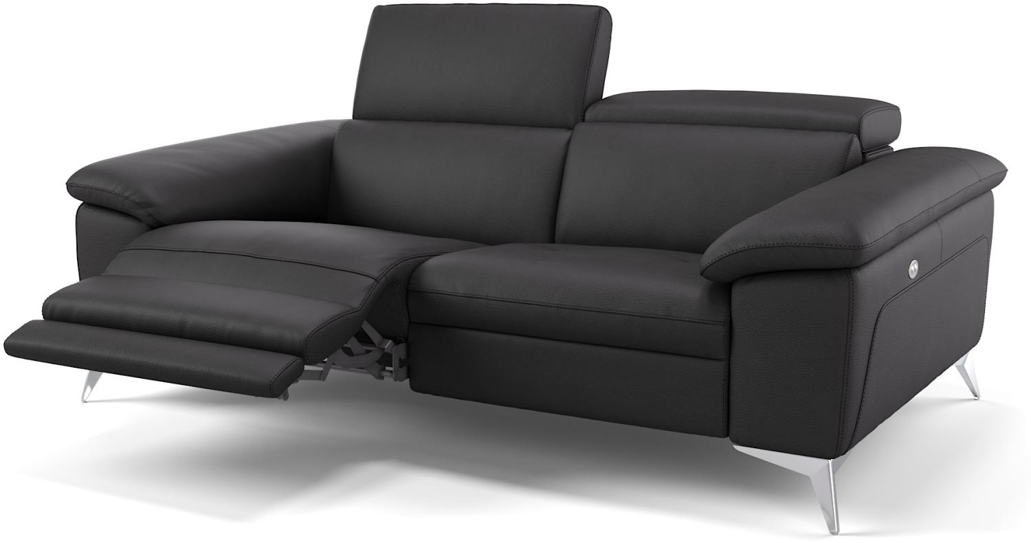 Sofanella Ledergarnitur STELLA Ledercouch 2-Sitzer Sofa in Schwarz Bild 1