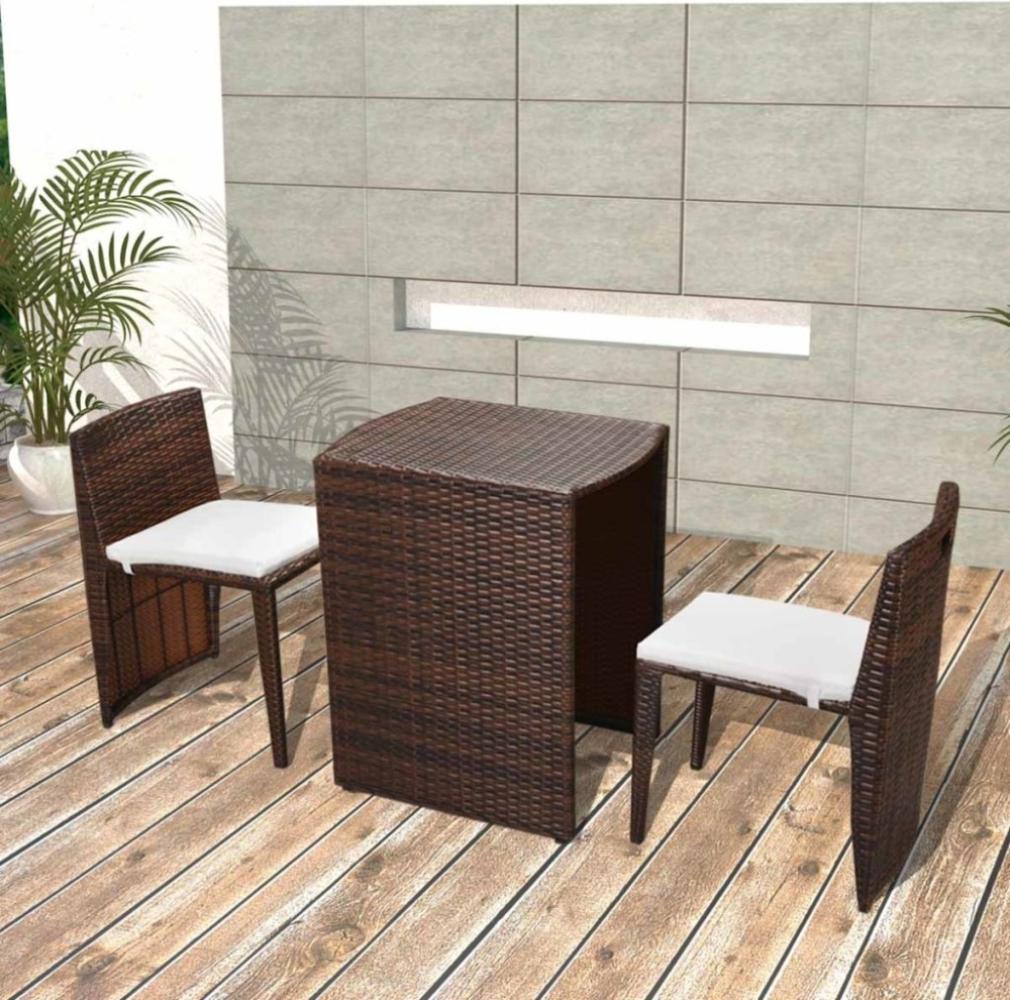 vidaXL 3-tlg. Bistro-Set mit Auflagen Poly Rattan Braun 42881 Bild 1