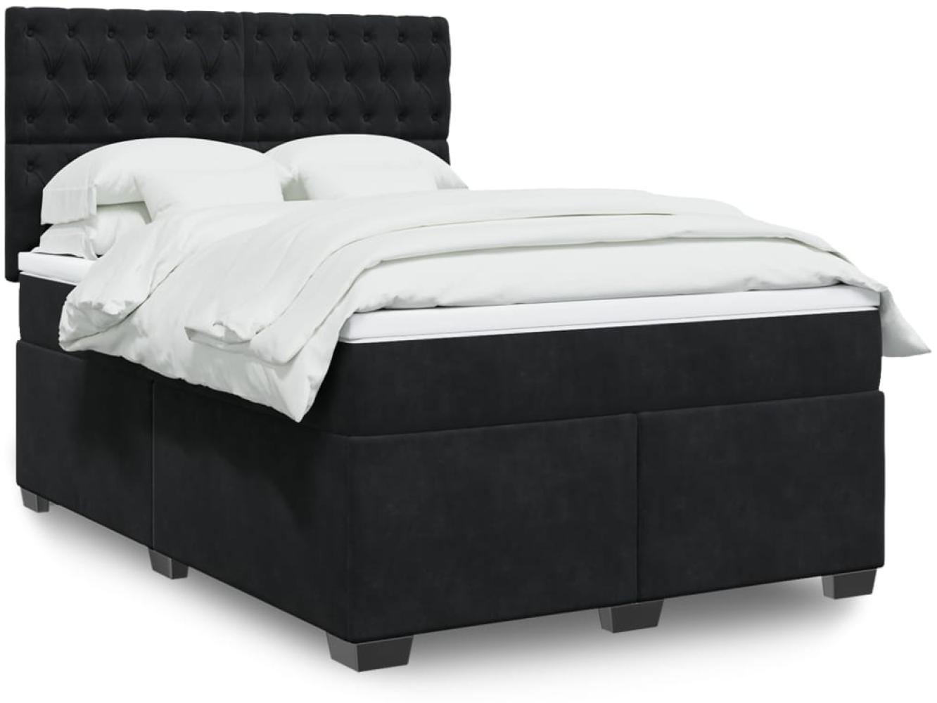 vidaXL Boxspringbett mit Matratze Schwarz 140x190 cm Samt 3293214 Bild 1