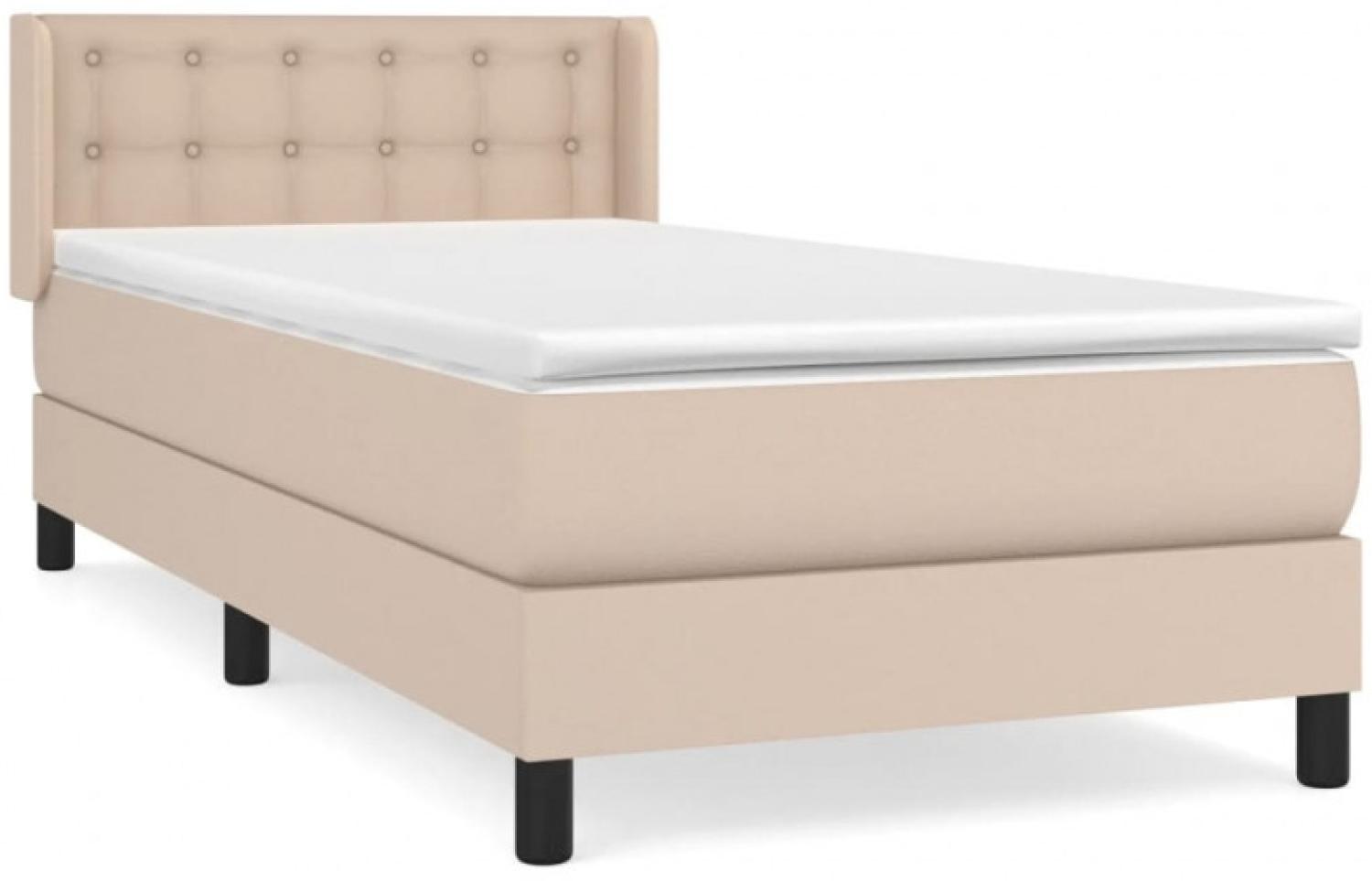 vidaXL Boxspringbett mit Matratze Cappuccino-Braun 90x200cm Kunstleder, Härtegrad: H2 [3130762] Bild 1