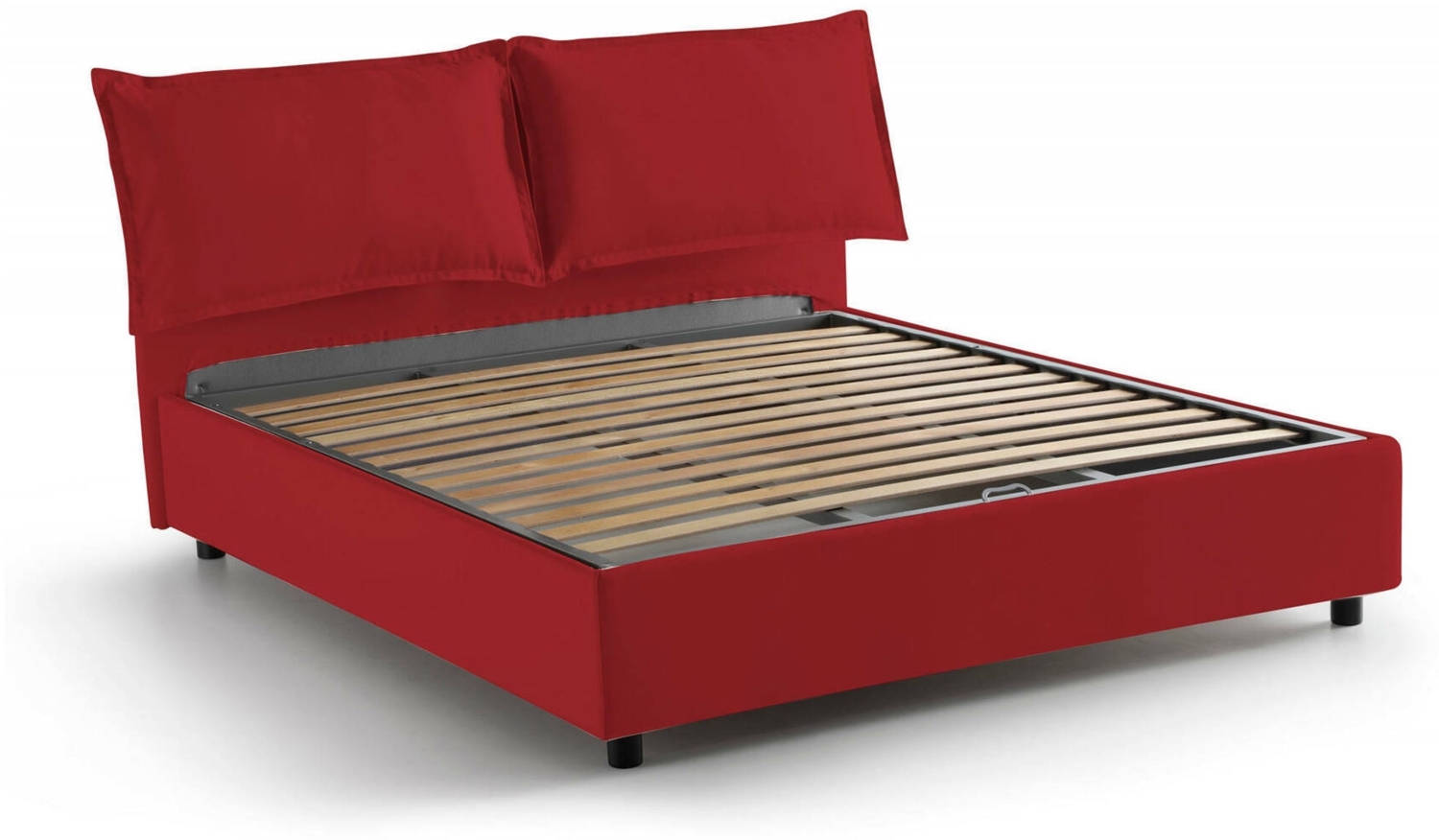 Dmora Doppelbett Askari, Stoffbett mit Stauraum, Öffnung vorne, geeignet für Matratzen 140 x 190 cm, 100 % Made in Italy, Rot Bild 1