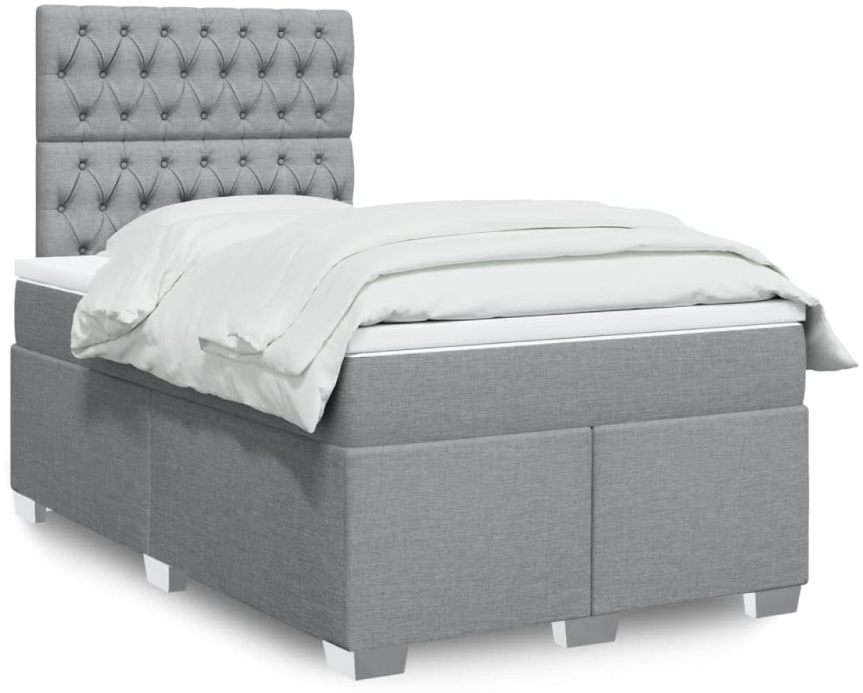 vidaXL Boxspringbett mit Matratze Hellgrau 120x200 cm Stoff 3292762 Bild 1