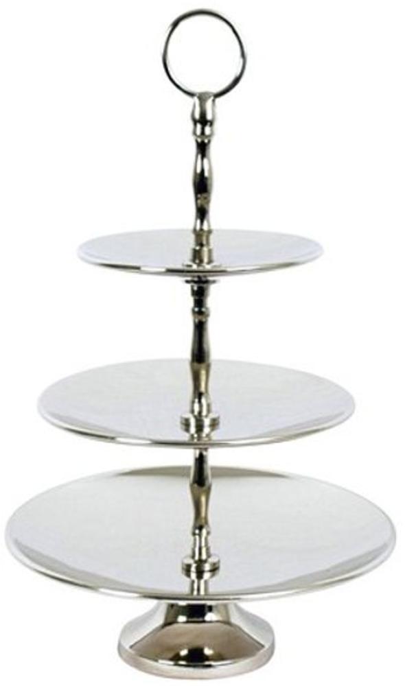 Designer Shine Etagere 3-Stufig aus poliertem Aluminium Durchmesser 30,5 cm, Höhe 40,5 - Servierschale - Deko Schale Bild 1