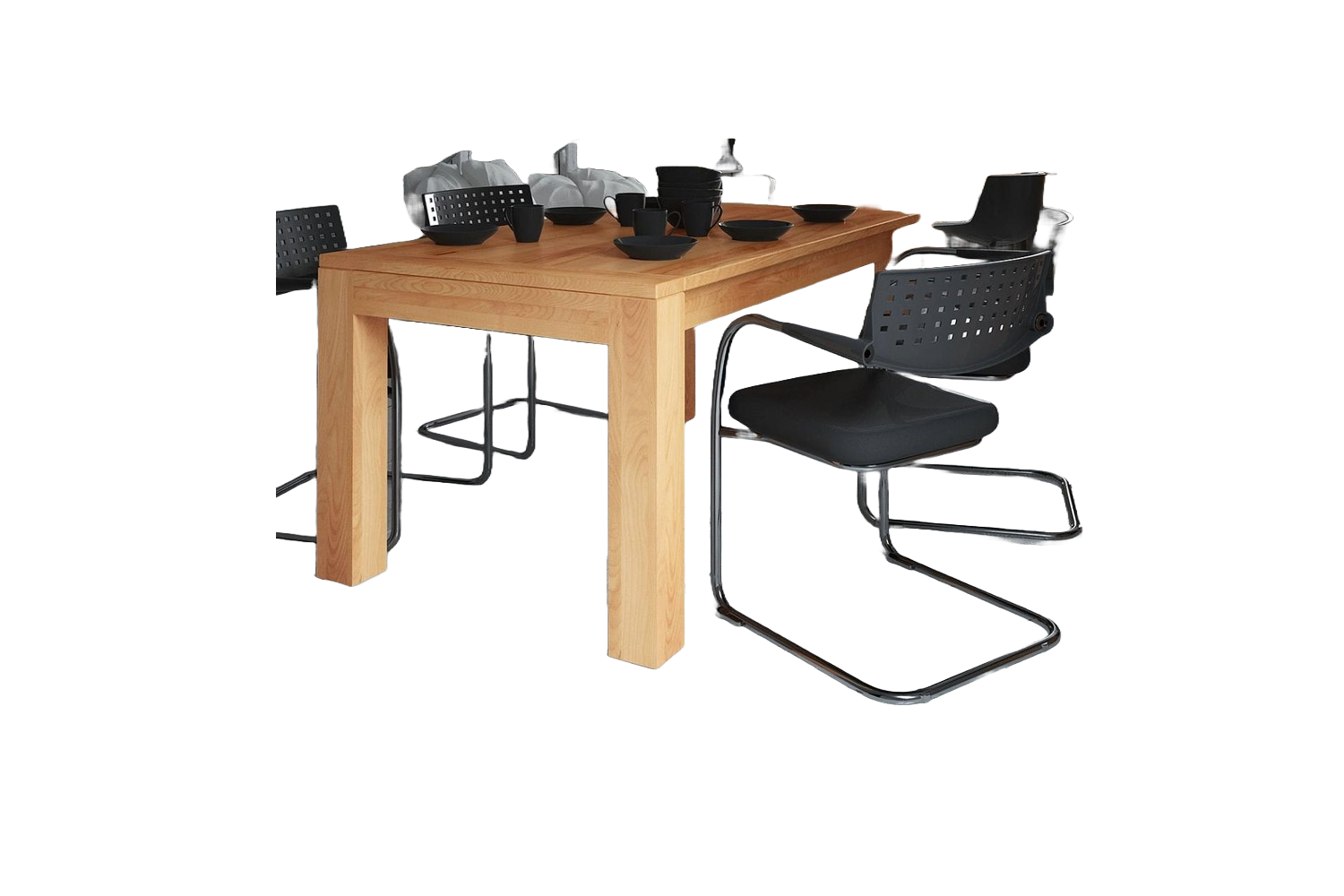 Esstisch Lubic aus Wildeiche massiv 100x120x77 cm mit 1 Verlängerung auf 165 cm Bild 1