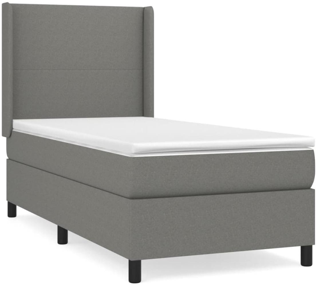 vidaXL Boxspringbett mit Matratze Dunkelgrau 100x200 cm Stoff 3131250 Bild 1