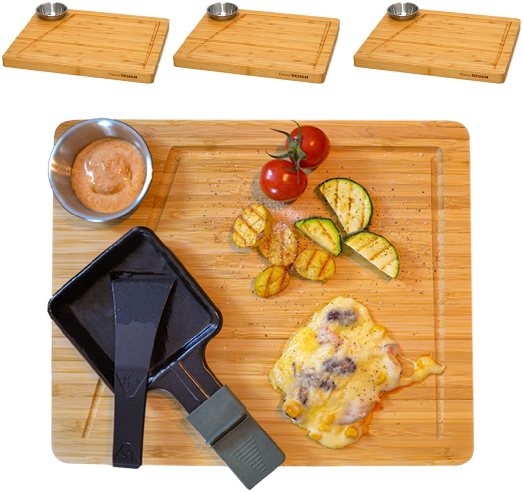 4 Personen Raclette Teller Set - 30x25 Raclette Brettchen Pfännchen Untersetzer Bild 1