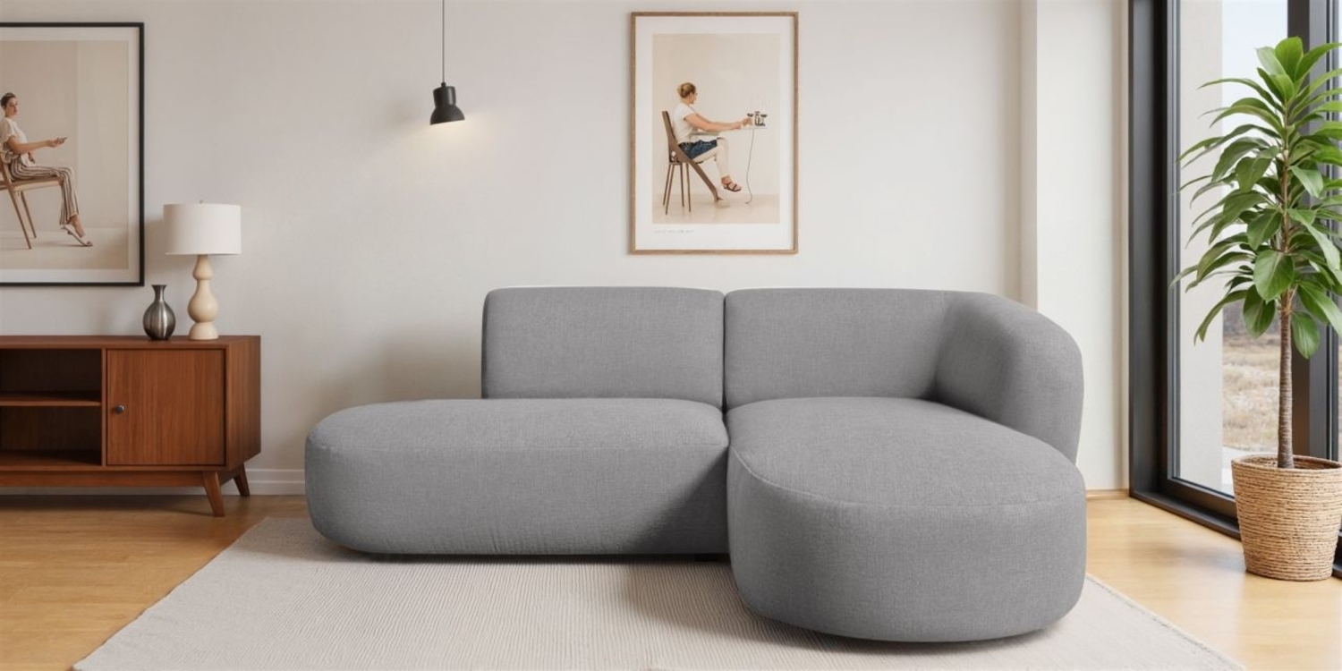 Ecksofa Designersofa BABETTE in Stoff Lins Moosgrün Ottomane Rechts Bild 1