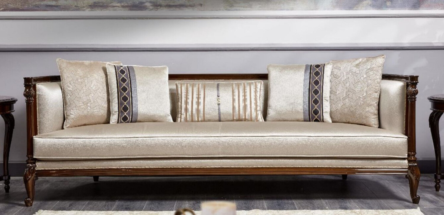Casa Padrino Luxus Barock Sofa Gold / Dunkelbraun - Prunkvolles Wohnzimmer Sofa - Barockstil Wohnzimmer Möbel - Luxus Möbel im Barockstil - Barock Einrichtung - Edel & Prunkvoll Bild 1