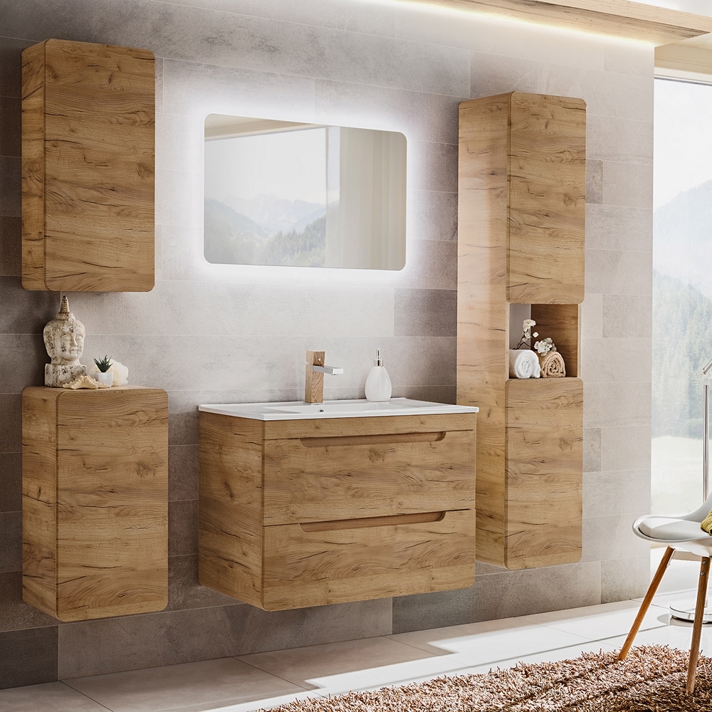 Badezimmer Komplettset LUTON-56-CRAFT in Wotan Eiche Nb. B/H/T ca. 180/200/46 cm Bild 1