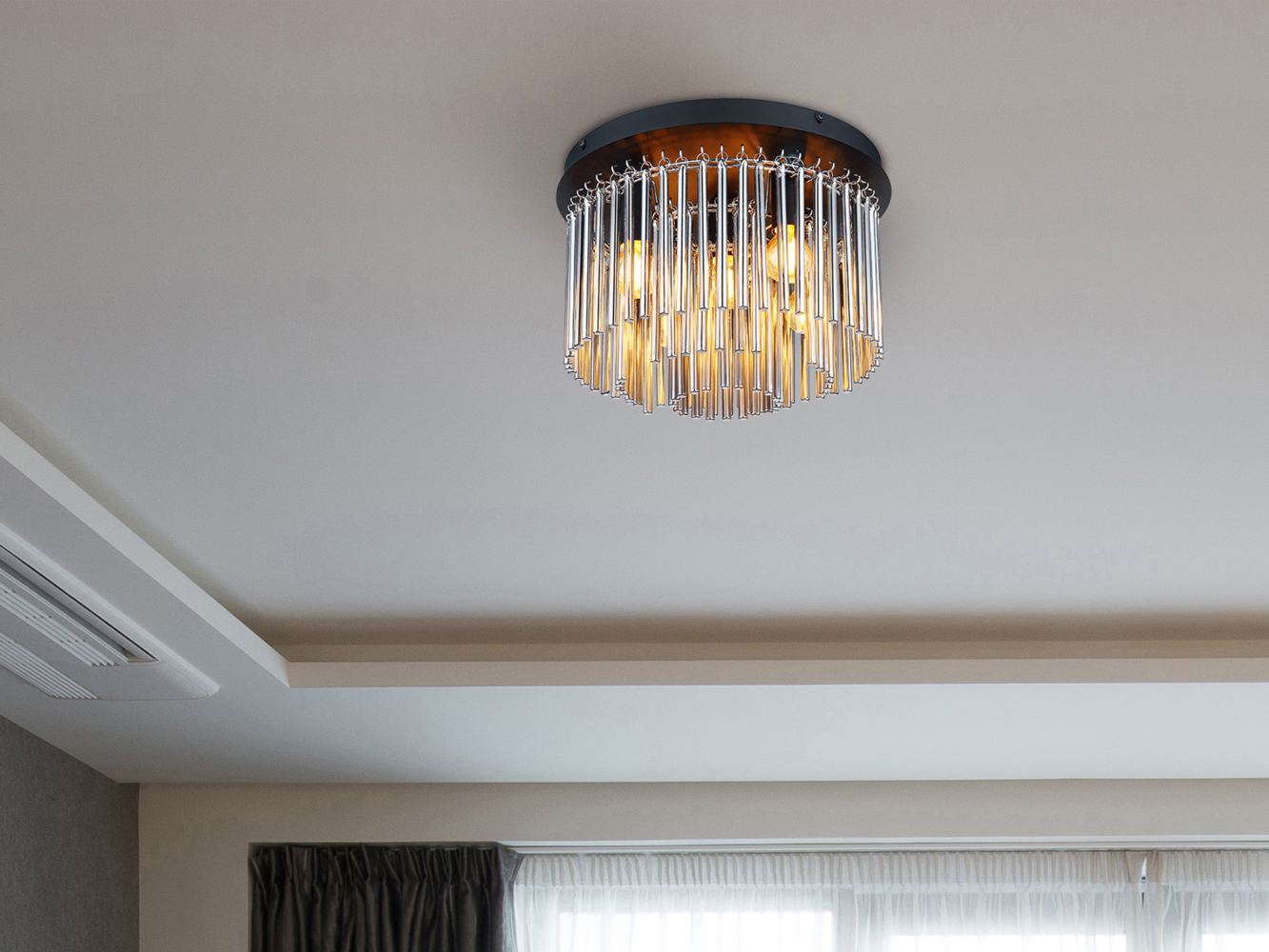 Ausgefallene LED Deckenleuchte mit Rauchglas Stäben, Ø 32cm Bild 1